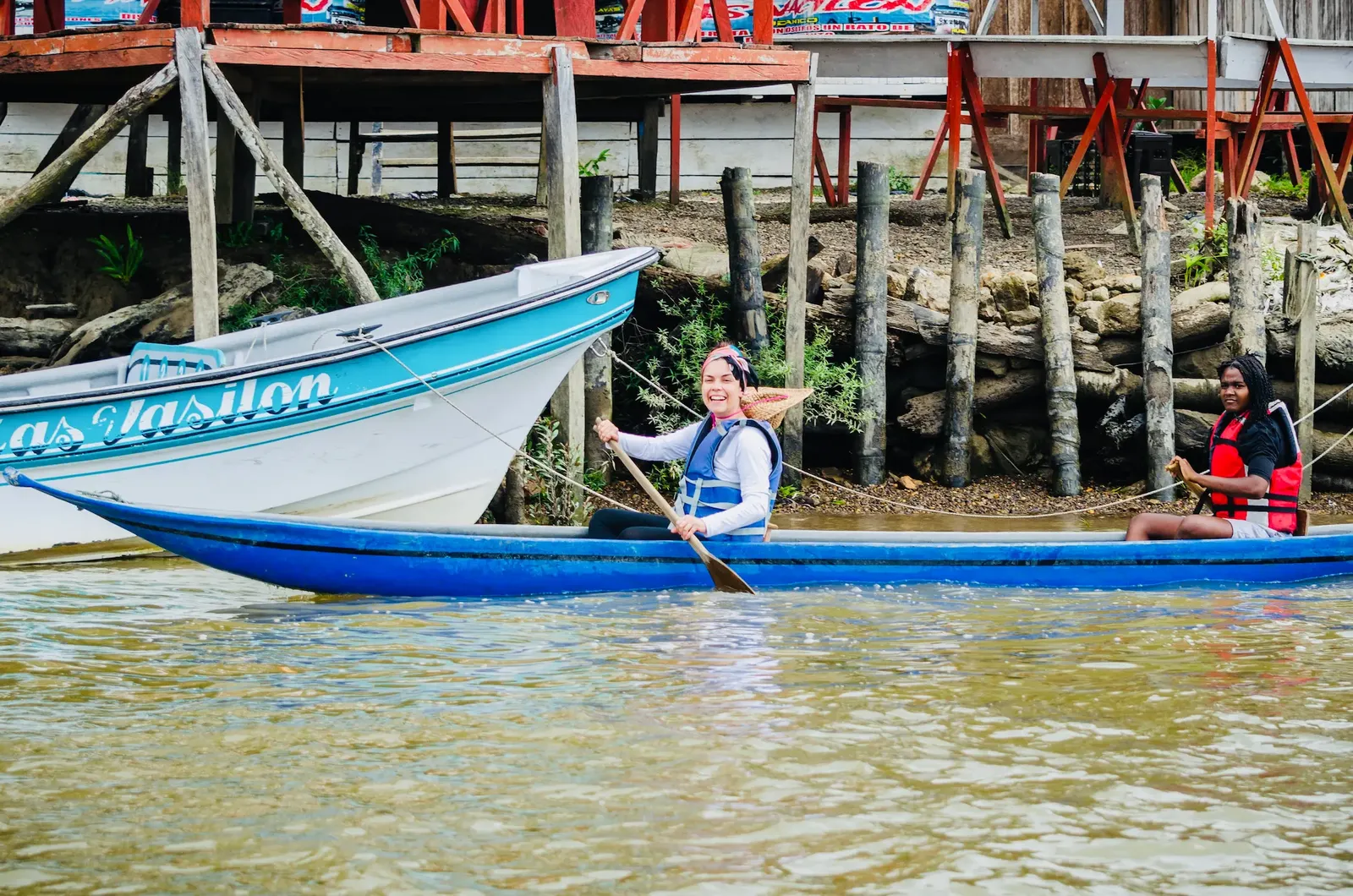 Paddling a potrillo canoe on the rivers of Guapi